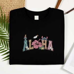Aloha embroidery design, Hawaiian Stitch digital pattern, cute Disney theme, tropical flower machine embroidery file