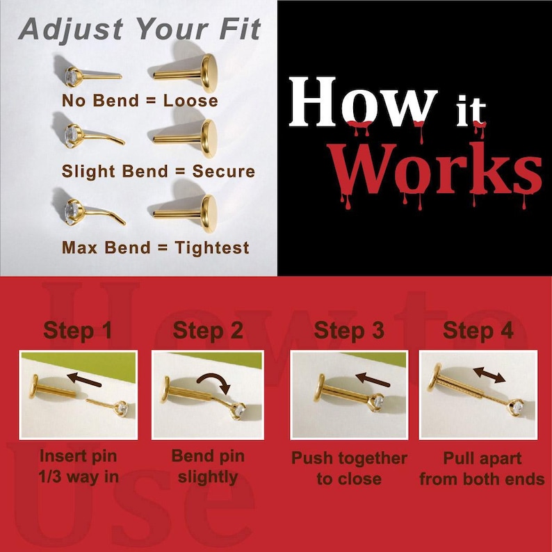 Flying Dragon Threadless Push In Helix Stud Earring| 18K Gold Plated Sterling Silver Flat Back Labret| Tragus Helix Conch Stud, Nose Stud image 11