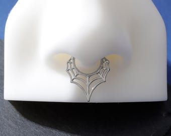 Spinnennetz Nasenring Hoop| Punk Septum Ring oder Daith Ohrring | Gothic Halloween Schmuck | 1,2 x 8mm | Gold oder Silber| Septum Clicker Schmuck