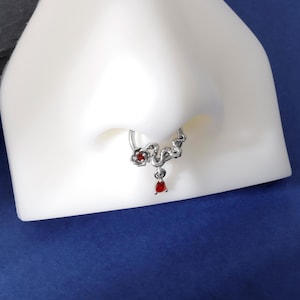 スネークローズセプタムリング16g、316Lセプタムジュエリー、ゴールドダイスジュエリー、ダングルセプタムクリッカーヘリックス/トラガス/ルーク軟骨フープ、ハロウィンギフト