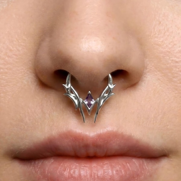 Thorns Septum Ring - Unchain the Rebel Soul | 16G Daith Earring S925 Sterling Silver Gold Plated | Gothic Own Design | Easy to Open Piercing