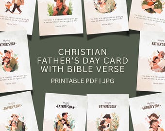Christliche Vatertagskarte mit Bibelvers – A7, A6, A5 – Printable oder Physisch – Souvenir für Schule, Vorschule, Kirche