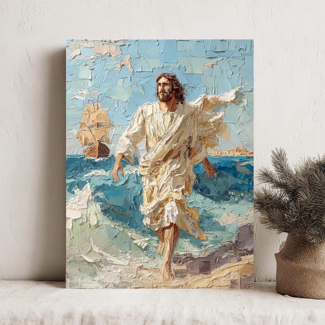 Jesus Walking on Water Canvas Print – Christian Wall Art - Etsy