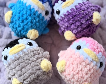 Chunky Crochet Penguin Plush: Customizable Colors