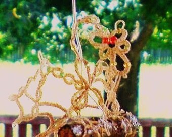 Tatted and beaded lace dragon Jeweled Morton Bay