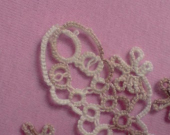 Tatted lace gecko decorative motif or bookmark sand and brown