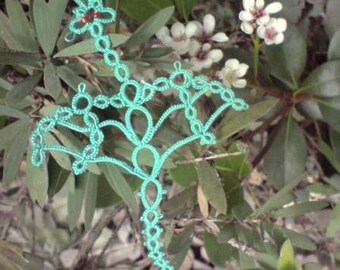Tatted lace bookmark or decorative motif "Greater Australian Gum Tree Dragon"