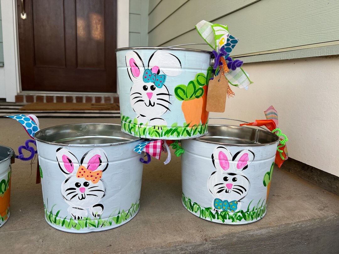 Easter Buckets Easter Baskets Easter Pails Personalized Etsy