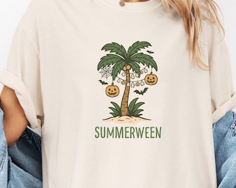 Summerween Comfort Colors Shirt, Spooky Summer Vibes, Summer Halloween Beach Shirt, Summer Tiki Halloween Lover Gifts, Summer-ween Tshirt