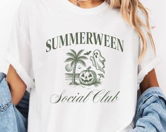 Summerween Social Club Shirt, Spooky Summer Vibes, Summer Halloween Tee, Halloween Beach Shirt, Halloween Lover Gifts, Summer-ween Tshirt