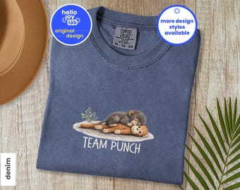 Monkey Punch Comfort Colors Shirt, Team Punch Tee, Baby Monkey Holding Plush Toy T-Shirt, Animal Lover Gift, Viral Sad Monkey Meme