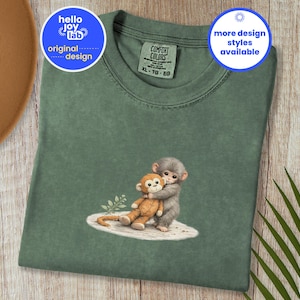 Monkey Punch Comfort Colors Shirt, Baby Monkey Holding Plush Toy T-Shirt, Animal Lover Gift, Viral Sad Monkey Meme, Mama & Youth Graphic Tee