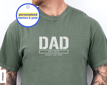 Custom Dad Shirt with Kid Names, First Father's Day Gift New Dad Tshirt, Personalized Dad T-Shirt, Custom Kids Names Shirt Fathers Day Shirt