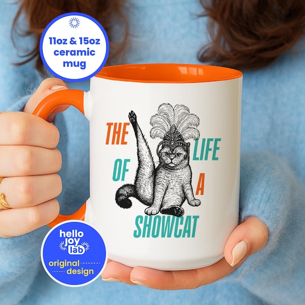 The Life of a Showcat Coffee Mug, Funny Cat Show Girl Era Ceramic Mug, Retro Scottish Fold Cats, T S Fan Merch, Gift for Cat Lover