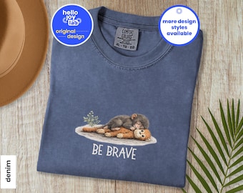 Monkey Punch Comfort Colors Shirt, Be Brave Tee, Baby Monkey Holding Plush Toy T-Shirt, Animal Lover Gift, Viral Sad Monkey Meme