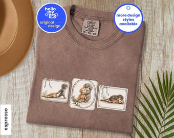 Monkey Punch Comfort Colors Shirt, Baby Monkey Holding Plush Toy T-Shirt, Animal Lover Gift, Viral Sad Monkey Meme, Mama & Youth Graphic Tee