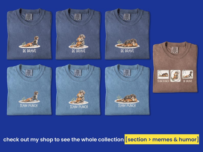 Monkey Punch Comfort Colors T-shirt, T-shirt met babyaapje dat een knuffel vasthoudt, cadeau voor dierenliefhebbers, virale meme van een verdrietig aapje, grafisch T-shirt voor mama en kind. afbeelding 8