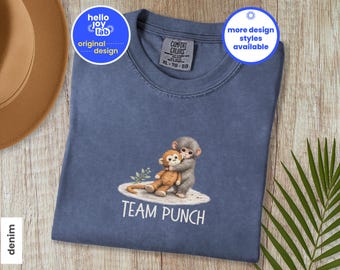 Monkey Punch Comfort Colors Shirt, Team Punch Tee, Baby Monkey Holding Plush Toy T-Shirt, Animal Lover Gift, Viral Sad Monkey Meme