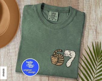 Maglietta Comfort Colors Six Seven, maglietta divertente con meme 6 7, design tascabile con gatti che dormono 67, maglietta divertente con gatto, maglietta con gatto 6 7, regalo per gli amanti dei gatti