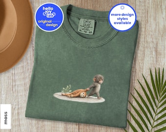 Monkey Punch Comfort Colors Shirt, Baby Monkey Holding Plush Toy T-Shirt, Animal Lover Gift, Viral Sad Monkey Meme, Mama & Youth Graphic Tee