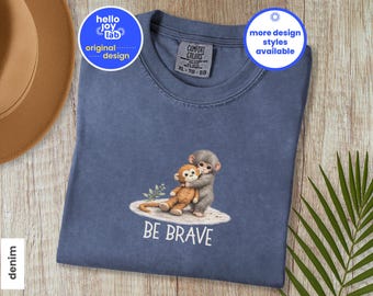 Monkey Punch Comfort Colors Shirt, Be Brave Tee, Baby Monkey Holding Plush Toy T-Shirt, Animal Lover Gift, Viral Sad Monkey Meme