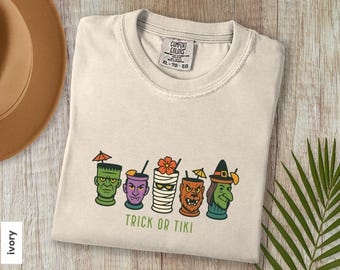 Summerween Comfort Colors Shirt, Spooky Summer Vibes, Summer Halloween Tee, Funny Monster Tiki Halloween Lover Gifts, Summer-ween Tshirt