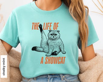 Comfort Colors The Life of a Showcat Shirt, Funny Cat Show Girl Era Tee, Retro Scottish Fold Cats T-Shirt, T S Fan Concert Outfit