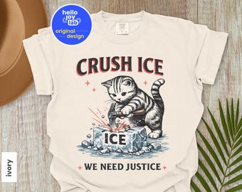 Comfort Colors Anti ICE Pro Immigration Shirt, Crush ICE Funny Cat Political Tee, Human Rights Civil Rights Equality Immigration Abolish ICE