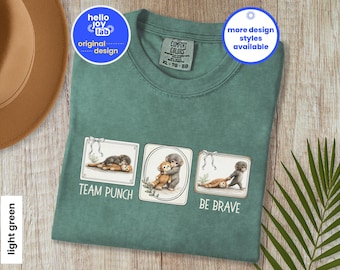 Monkey Punch Comfort Colors Shirt, Team Punch Be Brave Tee, Baby Monkey Holding Plush Toy T-Shirt, Animal Lover Gift, Viral Sad Monkey Meme