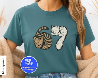 Maglietta Comfort Colors Six Seven, maglietta divertente con meme 6 7, gatti che dormono 67, maglietta con gatto per adulti, maglietta divertente con gatto 6 7, maglietta per ragazzi, regalo per gli amanti dei gatti