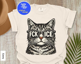 Comfort Colors Anti ICE Pro Immigration Shirt, Abolish ICE Funny Cat Political Tee, Human Rights Civil Rights Equality, Immigration T-Shirt