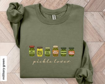 Vintage Pickle Lover Sweatshirt, Funny Pickle Shirt, Pickles Shirt, Retro Foodie Sweater, Gift for Gardener