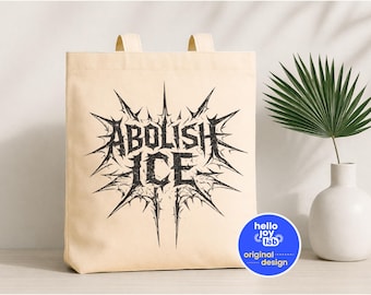 Anti ICE Pro Immigration Tote Bag, Abolish ICE Political Canvas Bag, Human Rights Civil Rights Equality, Death Metal Gothic Tote Bag