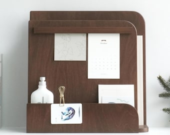 Porta promemoria in legno – Espositore da scrivania minimalista con fessura per appunti