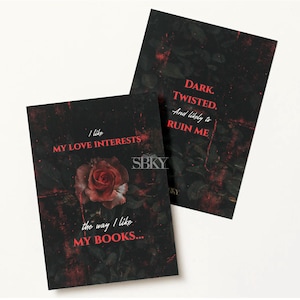 Biglietti con citazioni di romanticismo dark / Set di biglietti con interessi amorosi simili a libri / Cartoline libresche per fan di fidanzati immaginari / Regalo per amanti dei libri SBKY