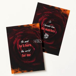 Dark Romance Zitat Karten | Er würde die Welt für mich verbrennen | Passend zum Bookish Postkarten-Set | Würziges Buch-Geschenk für BookTok-Leser | SBKY