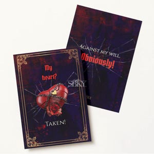 Cartoline romantiche dark / Il mio cuore? Preso! / Contro la mia volontà, ovviamente! / Cartoline con citazioni d'amore immaginarie / Regalo BookTok per i lettori
