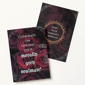 Biglietto d'auguri per anima gemella moralmente grigia, umorismo dark romance, biglietto d'auguri d'amore gotico, esclusivo SBKY