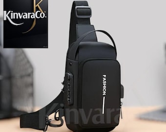 Anti-diefstal USB-draagtas heren: schoudertas crossbody voor op reis en dagelijks gebruik