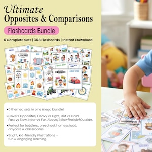 Opposites Flashcards Bundle PDF | Preschool Printable Learning Cards | Toddler Educational Activities | Homeschool Classroom Games