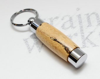 Wood Perfume / Aromatherapy Holder Key Chain or Pendant - Spalted Tamarind with Chrome Accents (Gift Ready)