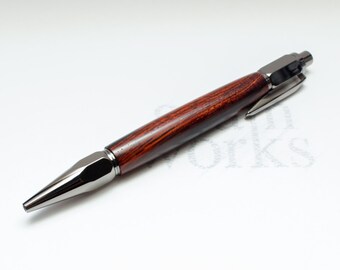 Handmade Ballpoint Pen - Vertex Style - Cocobolo Wood with Gun Metal Accents (Gift Ready)