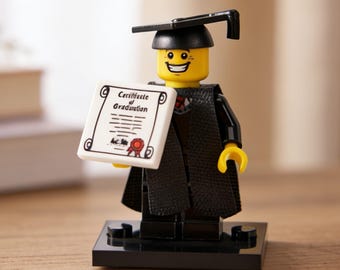 Abschlussziegelsteine, graduierter Minifigur, Abschlussgeschenke für ihn, Abschlussgeschenk für sie, Backsteinfiguren, Glückwunsch grad, Abschlussdekor