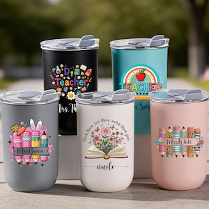 Cadeau personnalisé pour enseignant, gobelet personnalisé pour enseignant avec nom, tasse à café glacée, cadeau de remerciement pour enseignant, cadeau de remerciement, tasse de voyage isolée