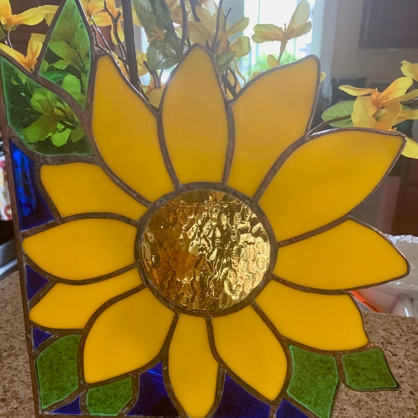Corner Sunflower Stained Glass Etsy