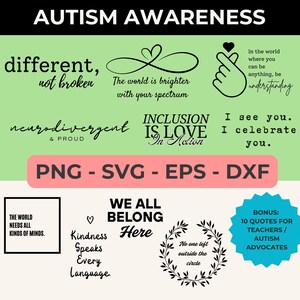 Autismebewustzijnsbundel | Autismebewustzijn, png | Autismebewustzijn svg | Autisme, png | Autisme-svg | Autism Mama |Ik heb autisme |Minimalistisch, png