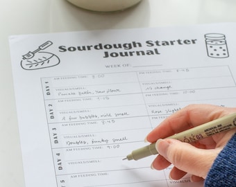 Sourdough Starter Journal Printable Journal Page Digital Download