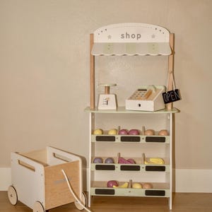 Market Stand, Kids Role Play, Farmer Market, Supermarket and Cart, Stand for kids, Shop with Fruits & Cash Register, and Scale