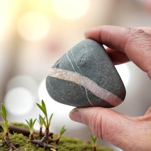 Piedra de deseos irlandesa de una sola banda, rara, piedra celta única, propiedades mágicas, deseos hechos realidad, decoración náutica de playa, exhibición de decoración del hogar.