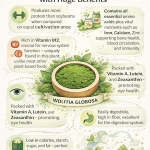 Wolffia Powder Superfood | Plant-Based Complete Protein | Vitamin B12 Rich Green Powder | Nutrient Dense Vegan Superfood Supplement image 8